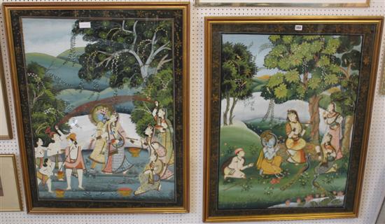 Pair of hand painted Indian pictures